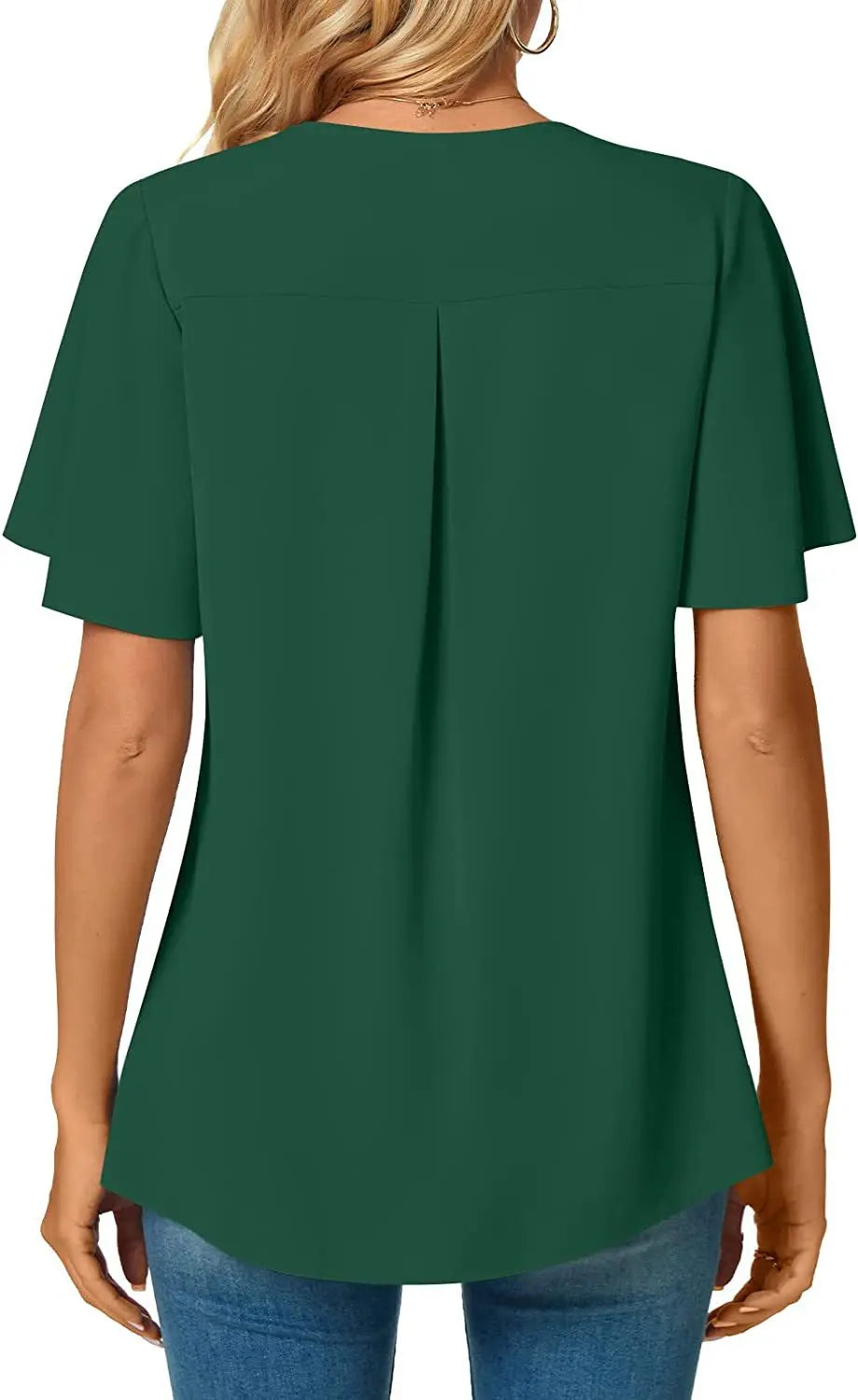 Sexy V Neck Ruffle Short Sleeve Blouse Shirts Summer Women V Neck Solid Color Loose OL Workout Blouse Tops SZE-ST23015