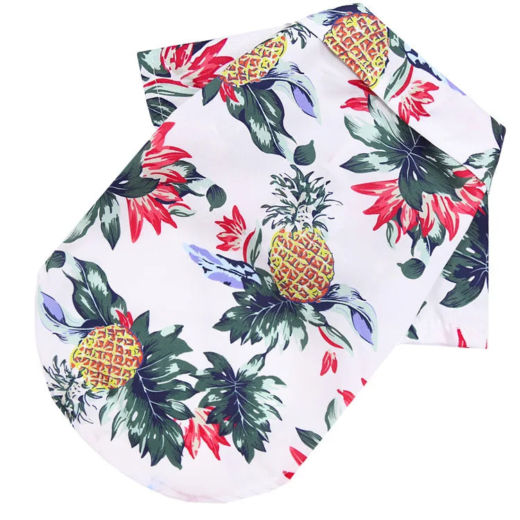 Pet Beach Pineapple Shirts Hawaiian Style Dog Cat Coat Vest Spring Summer Thin Breathable Puppy T-Shirt Clothes Fashion Costumes