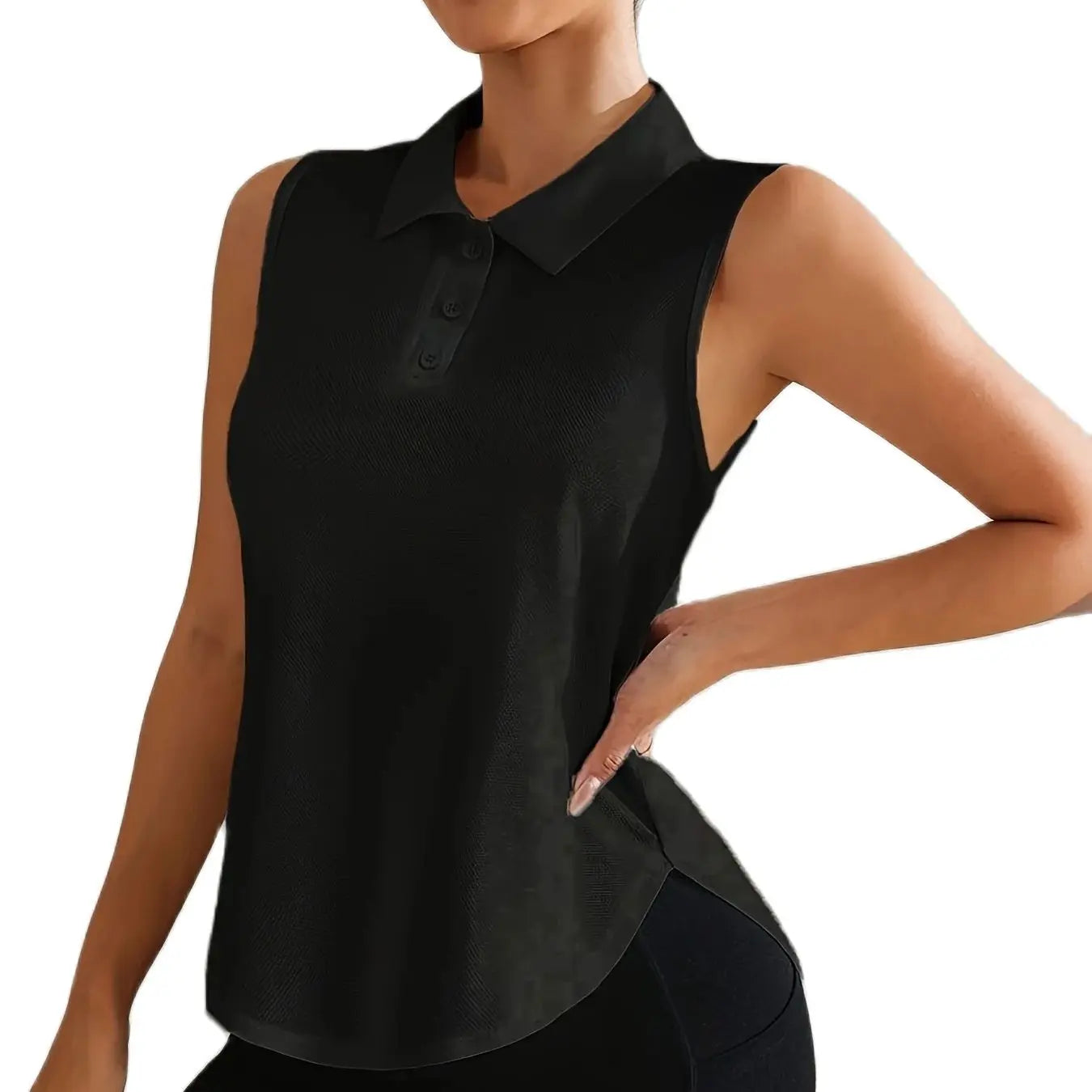 Ladies sleeveless button-down collar top, sleeveless polo shirt; golf shirt; sports vest; quick-dry tennis suit for spring and s
