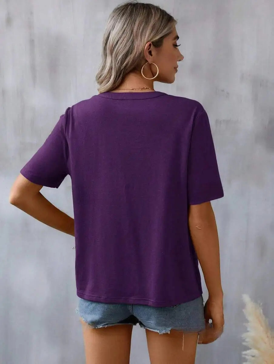 Ladies' Retro Casual Chic Embroidered Women's Shirt With Lace And Lace Stitching, V-neck Loose And Comfortable Top, Women's T