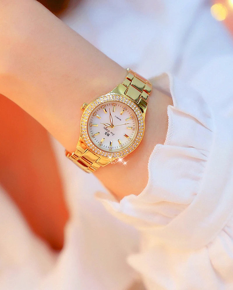 Women Wrist Watches For Ladies Dress Gold Watch Crystal Diamond Women Watches Stainless Steel Silver Clock Montre Femme