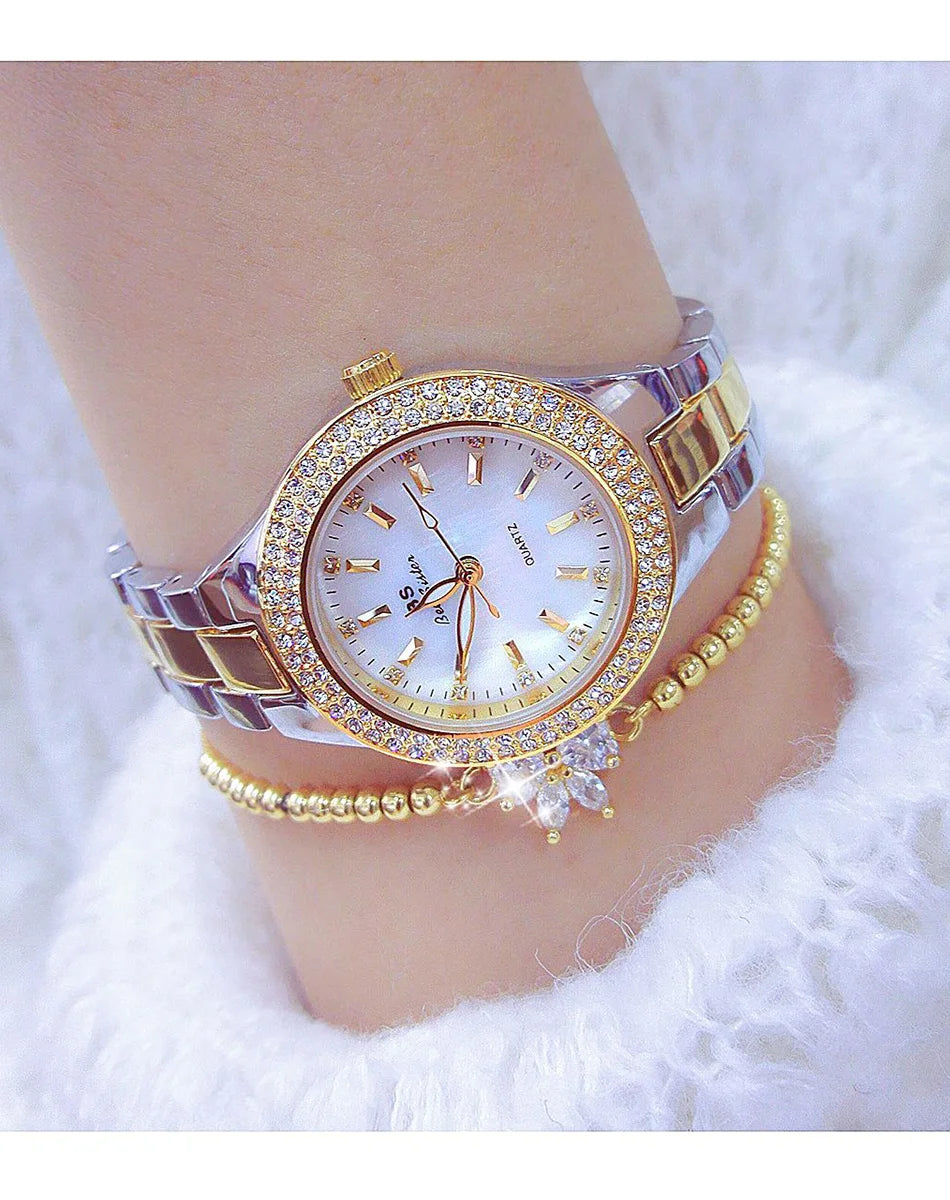 Luxury Elegant Quartz Watches Women High Quality Diamond Dial Ladies Watch Fashion Stainless Steel Bracelet Women's Wristwatch