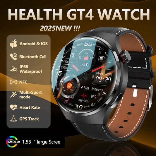 2025 NEW Health Watch GT4 Pro GPS Smartwatch Multi-Sport Mode Heart Rate Moitor Bluetooth Call IP68 Waterproof Men's Smart watch