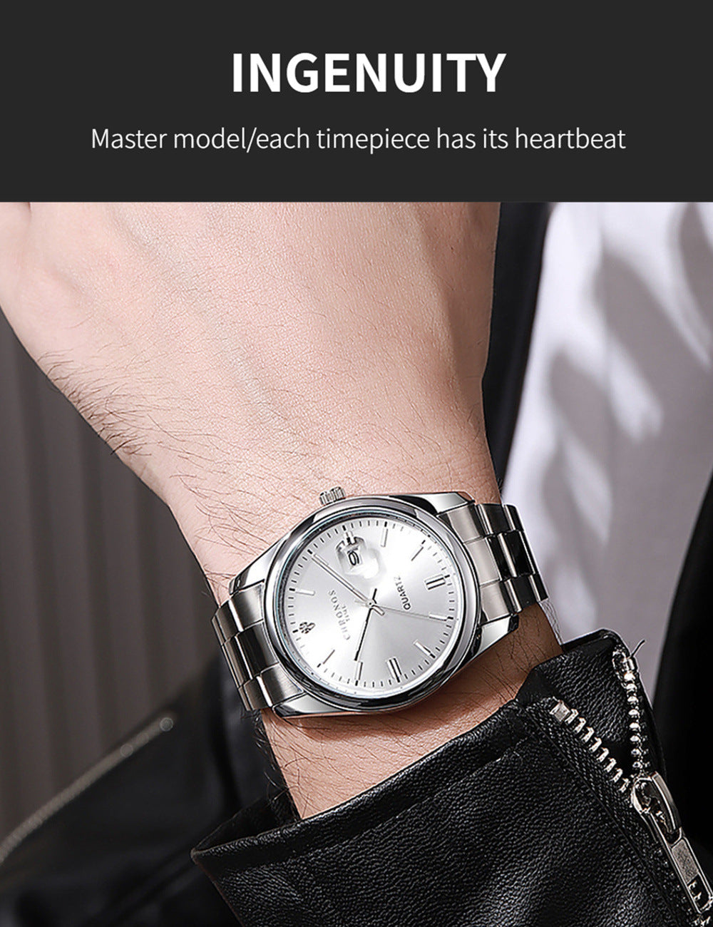 CHRONOS Top Brand Luxury Man Wristwatch Waterproof Luminous Date Men Watches Stainless Steel Quartz Men's Watch Male reloj