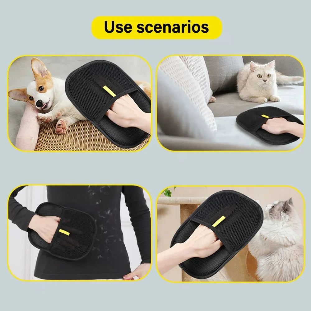 Pet Hair Removal Tool  Hair Remover Reusable Static Removal Gloves Double-Sided Grooming Gloves for Pets Removes Pet Fur Hair