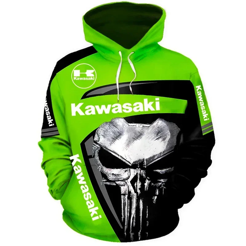 2024 Men's Sports Outdoor Sweater&Punisher Hoodie 3D Digital Print Zipper Hoodie Motorcycle Racing Suit Tops