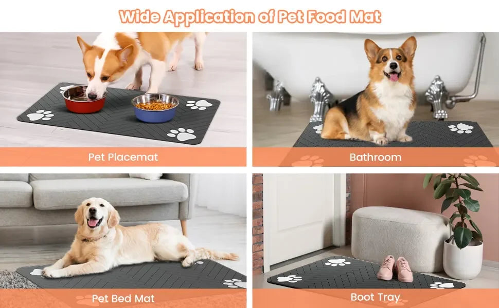 Pet Feeding Mat-Absorbent Pets Placemat for Food and Water Bowl, with Waterproof Rubber Backing, Quick Dry Water Mat for Dog Cat