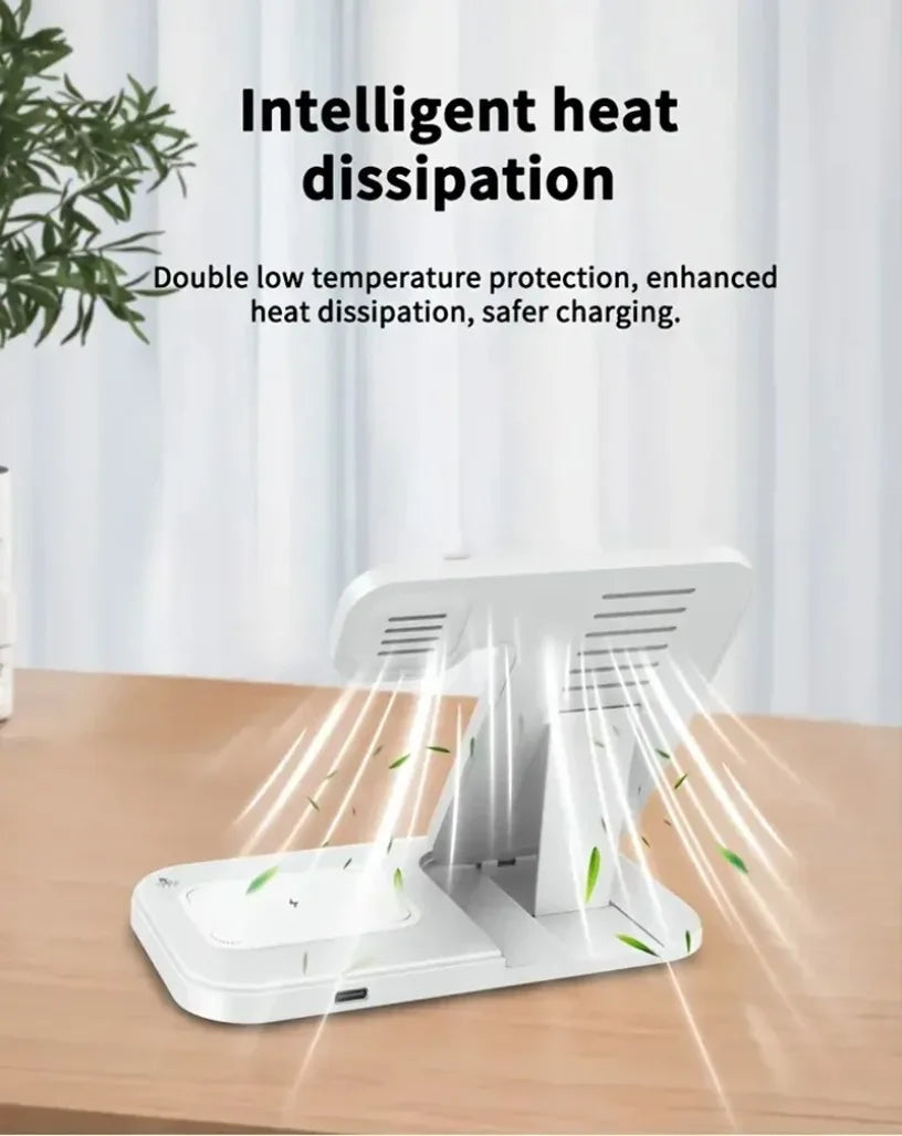 15W 3 in 1 Wireless Charger Fold Phone Chargers Desktop Charging Dock For iPhone 16-12 Pro iWatch 10~2 SE AirPods 4/3 Pro 2/1