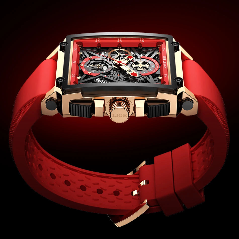 2024 New Top LIGE Brand Luxury Men Watch Business Square Watch Men Casual Sport Quartz Chronograph Clock Male Waterproof Watches
