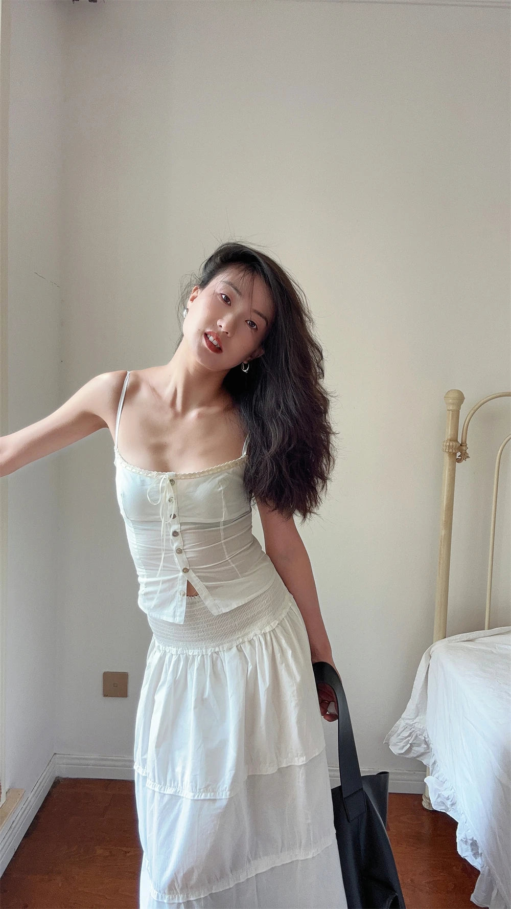 Women's Lace Up Tank Camis, Adjustable Strap, Princess Evangelina, Button Up