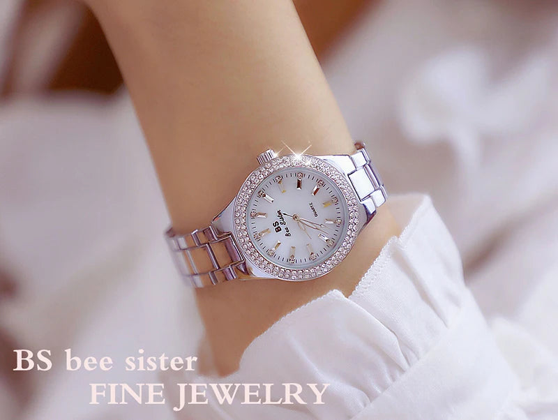 Women Wrist Watches For Ladies Dress Gold Watch Crystal Diamond Women Watches Stainless Steel Silver Clock Montre Femme