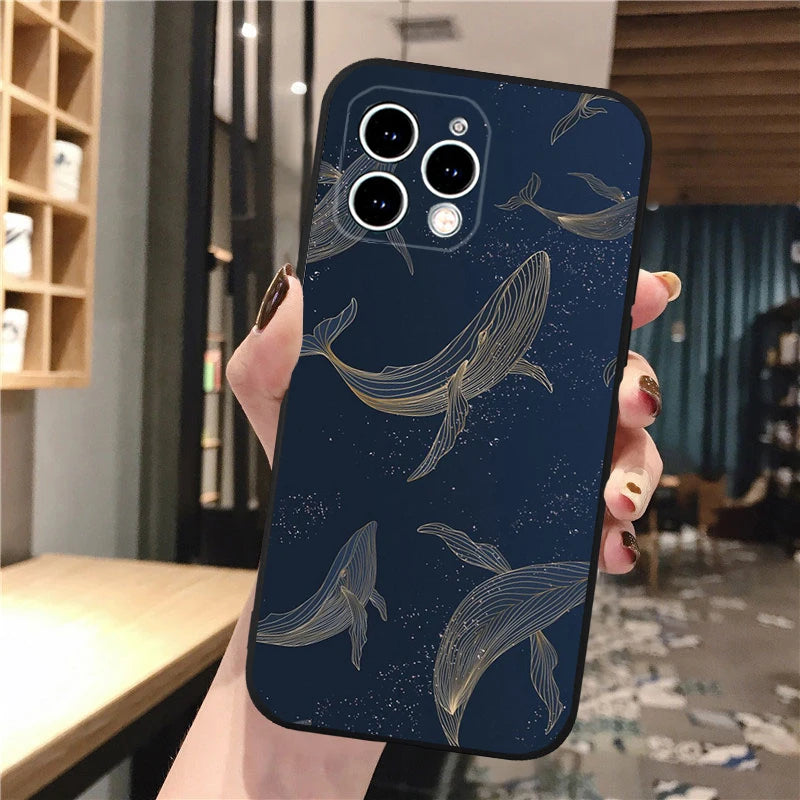 Whale Phone Case For iphone 16 15 14 Pro Max 16 15 14 13 12 Pro 15Plus iphone 11