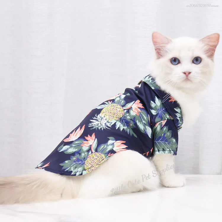 Pet Beach Pineapple Shirts Hawaiian Style Dog Cat Coat Vest Spring Summer Thin Breathable Puppy T-Shirt Clothes Fashion Costumes