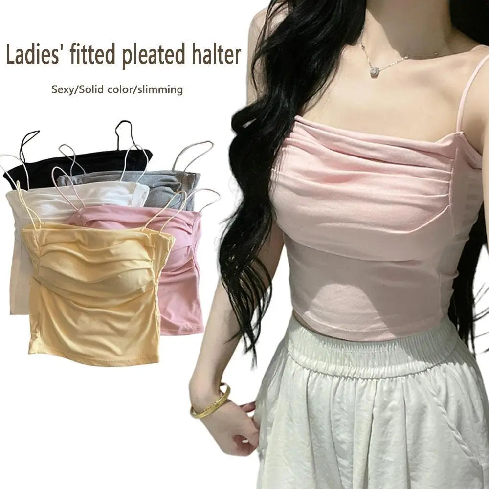 Women Casual Vest Beauty Back Camisole With Thin Straps Sexy Sleeveless Tank Tops Summer Female Bra Lingerie Tees Streetwear