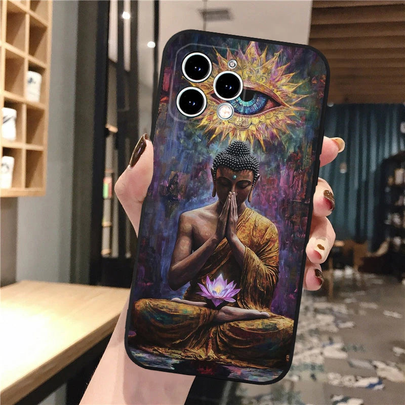 Buddha Phone Case For iPhone 16 15 13 14  Pro Max 16 14 13 Pro 15 Plus 16E Silicone Cover
