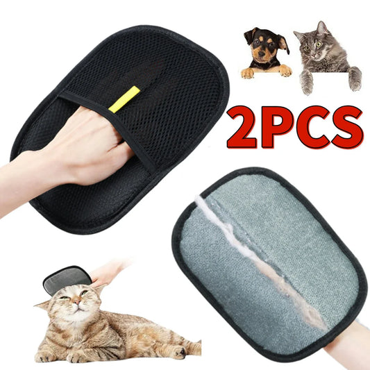 2PCS Pet Hair Remover Mitt Hair Remover Brush Pet Hair Remover Gloves for Dog Cat Rabbit with Long/Short/Curly Hair