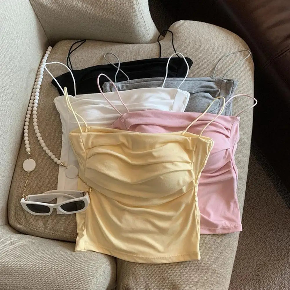 Women Casual Vest Beauty Back Camisole With Thin Straps Sexy Sleeveless Tank Tops Summer Female Bra Lingerie Tees Streetwear