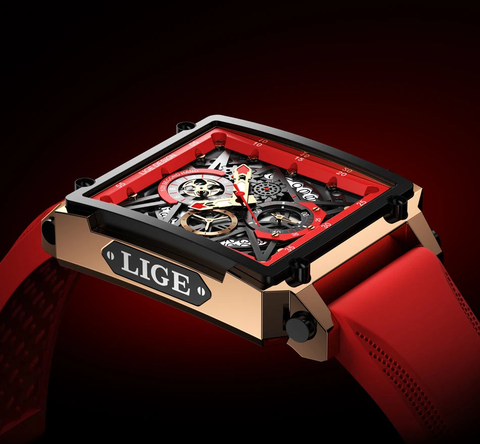 2024 New Top LIGE Brand Luxury Men Watch Business Square Watch Men Casual Sport Quartz Chronograph Clock Male Waterproof Watches