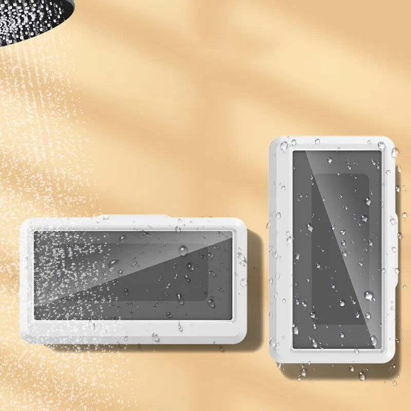 Bathroom Phone Holder Waterproof Touchable Case Wall Mounted All Covered Mobile Phone Shelves for Shower Bath Sealing Storage