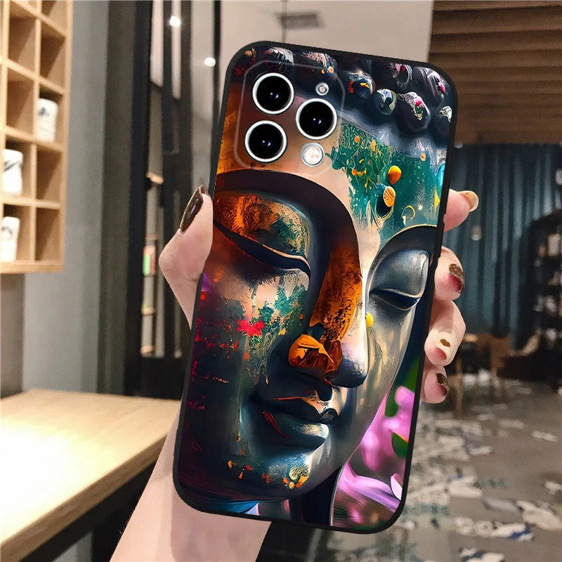 Buddha Phone Case For iPhone 16 15 13 14  Pro Max 16 14 13 Pro 15 Plus 16E Silicone Cover