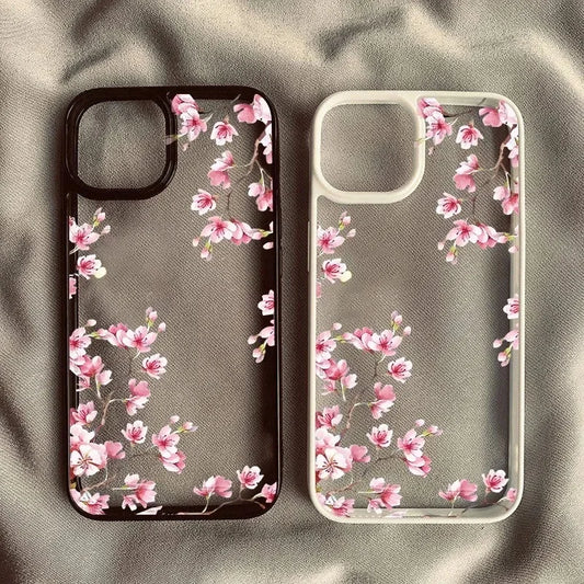 Pink Magnolia Flower Phone Case For iPhone 17 16 15 14 11 13 12 Pro Max 7or 8 SE 17Air Plum Blossom Shockproof Clear Hard Cover