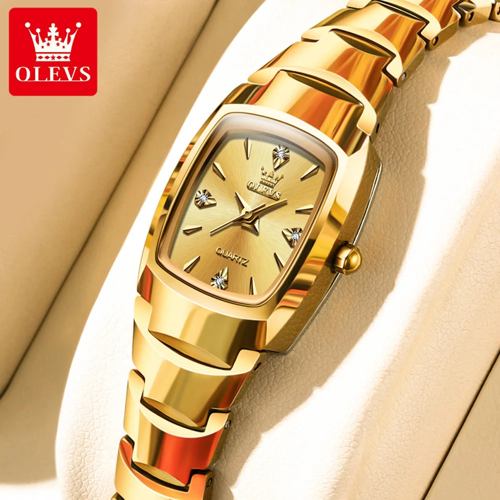 OLEVS 7006 Ladies Watch Luxury Original Quartz Wristwatch Tungsten Steel Waterproof Luminous Watches for Women Bracelet Set