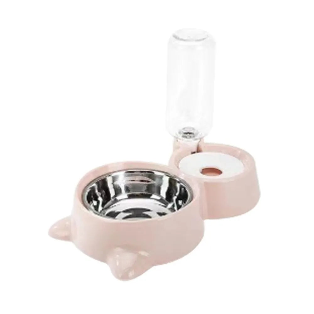 Portable 2 in 1 Pet Bowl Transparent Water Bottle Pet Feeding Automatic Feeding Bowl Pet Food Storage Dispenser Cat