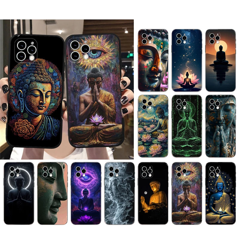 Buddha Phone Case For iPhone 16 15 13 14  Pro Max 16 14 13 Pro 15 Plus 16E Silicone Cover