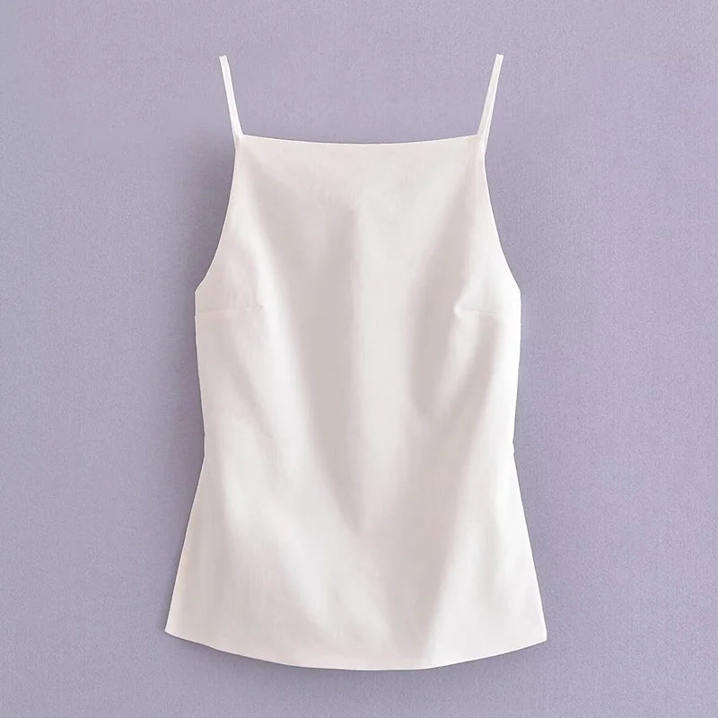 HXAO Women Top 2024 Lace Up Backless Camisole Top Women Cheap clothes Sexy Fashion Tanks & Camis Crop top Women White Black top