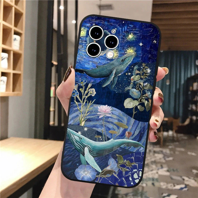 Whale Phone Case For iphone 16 15 14 Pro Max 16 15 14 13 12 Pro 15Plus iphone 11