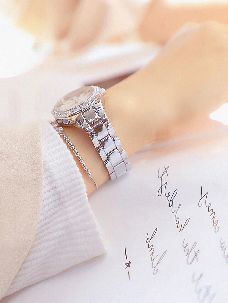 Women Wrist Watches For Ladies Dress Gold Watch Crystal Diamond Women Watches Stainless Steel Silver Clock Montre Femme