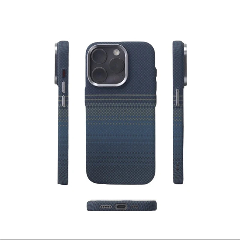 Luxury Carbon Fiber Relief Magsafe Phone Case For iPhone 13 14 15 16 Pro Max Metal Lens Matte Wireless Charging Shockproof Cover
