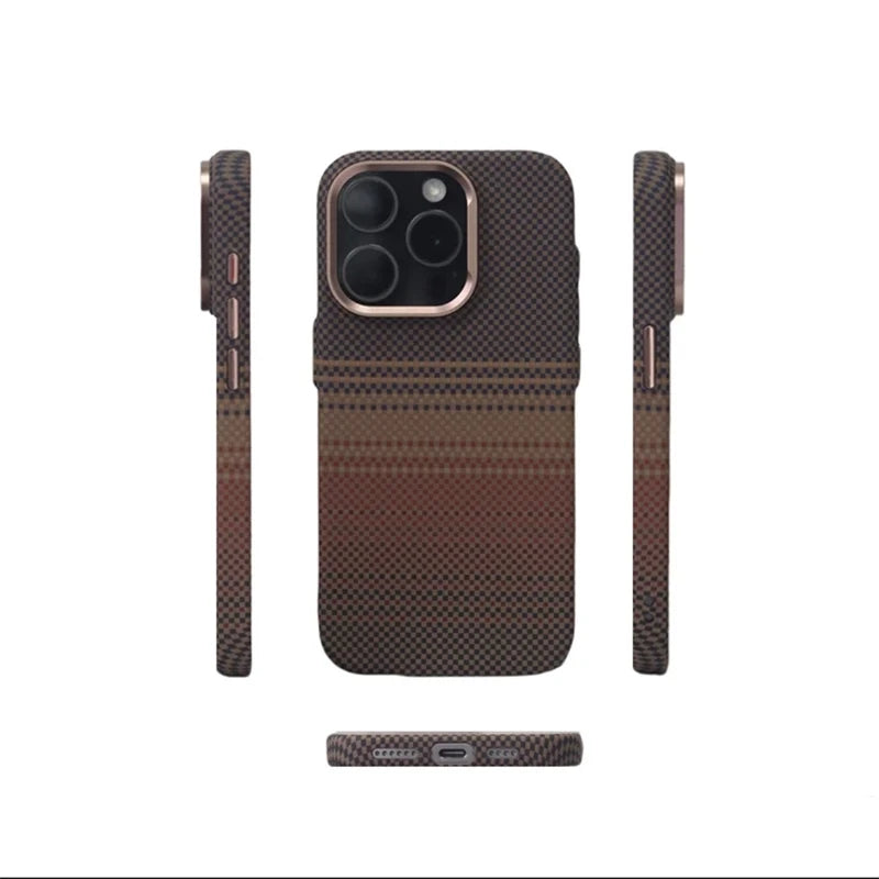 Luxury Carbon Fiber Relief Magsafe Phone Case For iPhone 13 14 15 16 Pro Max Metal Lens Matte Wireless Charging Shockproof Cover