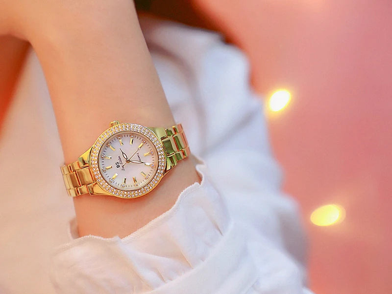 Women Wrist Watches For Ladies Dress Gold Watch Crystal Diamond Women Watches Stainless Steel Silver Clock Montre Femme