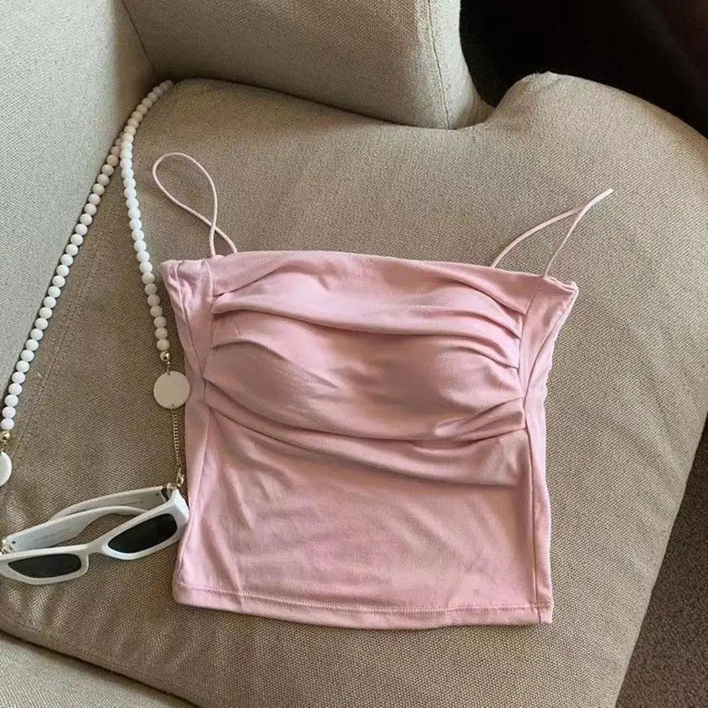 Women Casual Vest Beauty Back Camisole With Thin Straps Sexy Sleeveless Tank Tops Summer Female Bra Lingerie Tees Streetwear