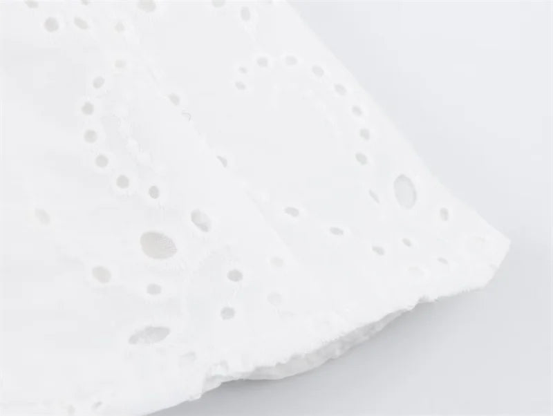 Ladies' Top 2025 Summer New Arrivals White Strap Wave Hem Top Embroidered Sexy Fashion Casual Versatile