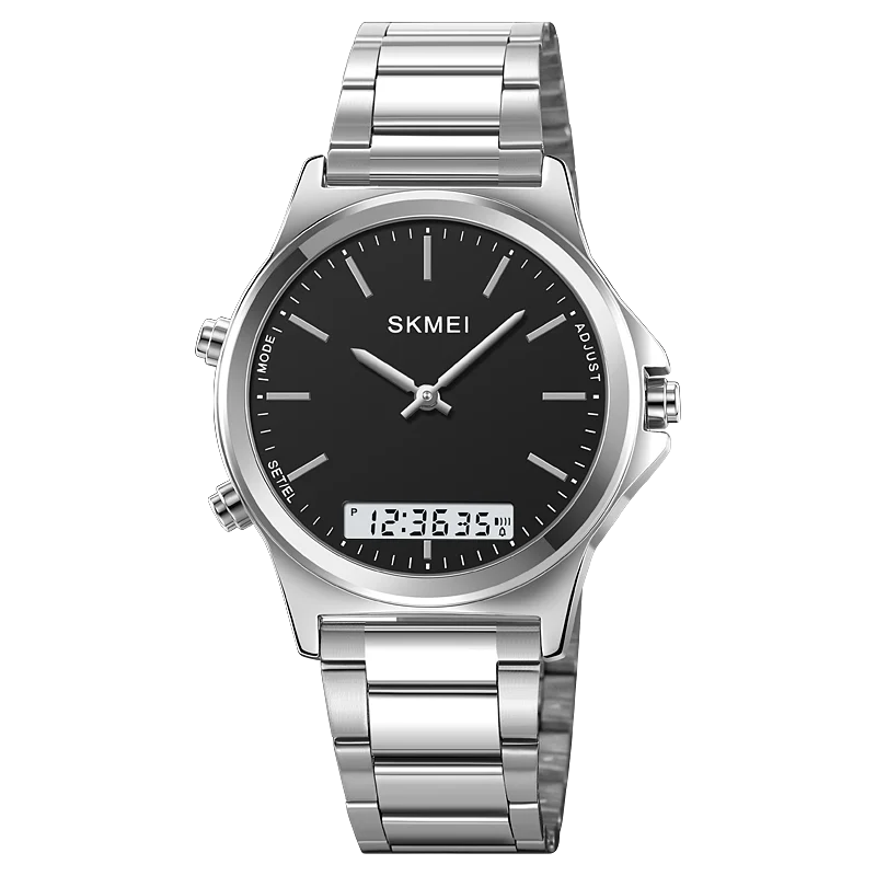 SKMEI Full Steel 3 Time Back Light Display Digital Chrono Sport Watches Mens Waterproof Alarm Wristwatches Clock reloj hombre