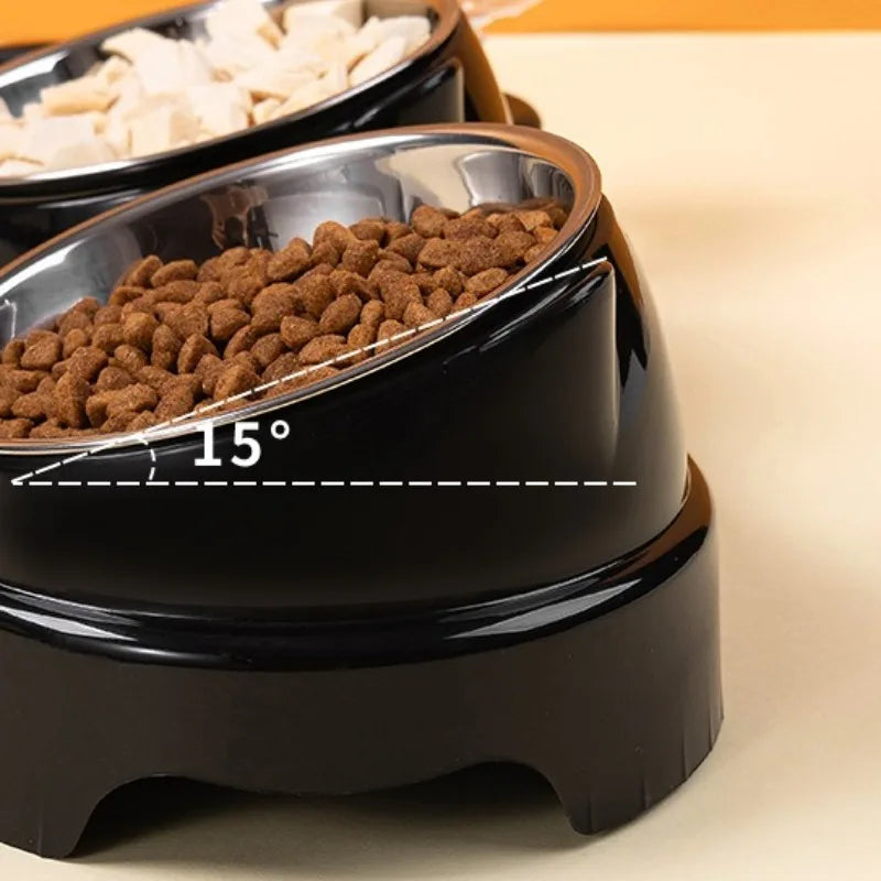 Functional  Double Pet Bowls Neck Protection for Cats Dogs Non-Tip Design for Feeding, Elevate Your Pet's Meal Time