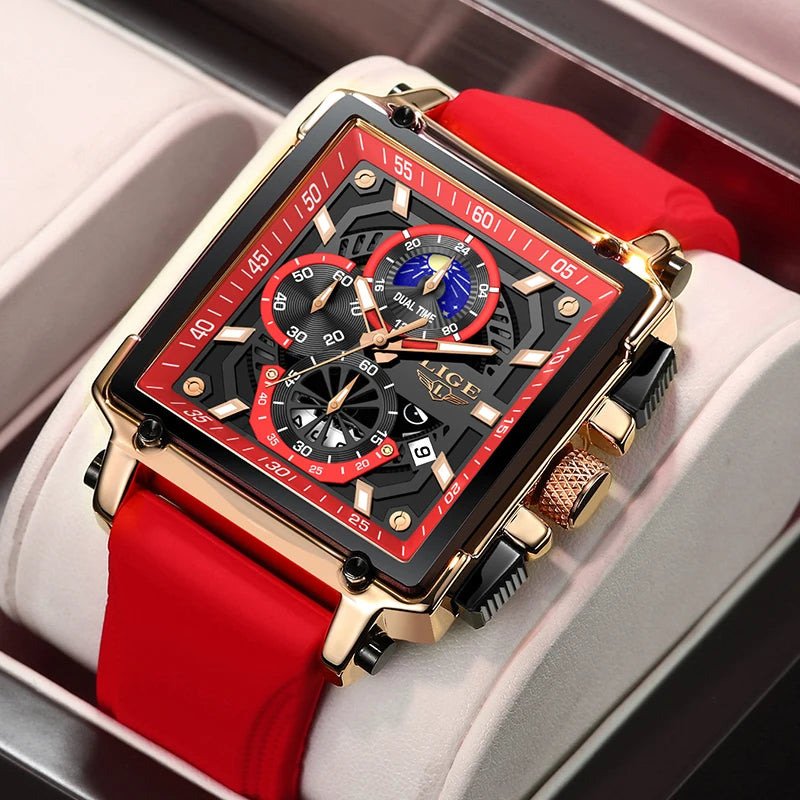 2024 New Top LIGE Brand Luxury Men Watch Business Square Watch Men Casual Sport Quartz Chronograph Clock Male Waterproof Watches