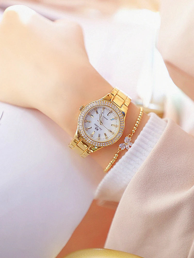 Women Wrist Watches For Ladies Dress Gold Watch Crystal Diamond Women Watches Stainless Steel Silver Clock Montre Femme