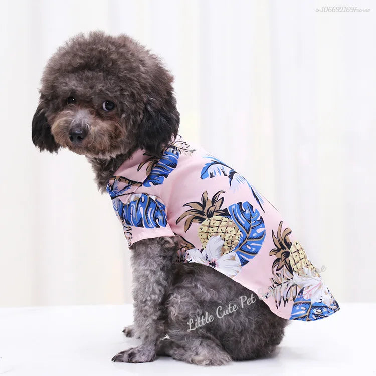 Pet Beach Pineapple Shirts Hawaiian Style Dog Cat Coat Vest Spring Summer Thin Breathable Puppy T-Shirt Clothes Fashion Costumes