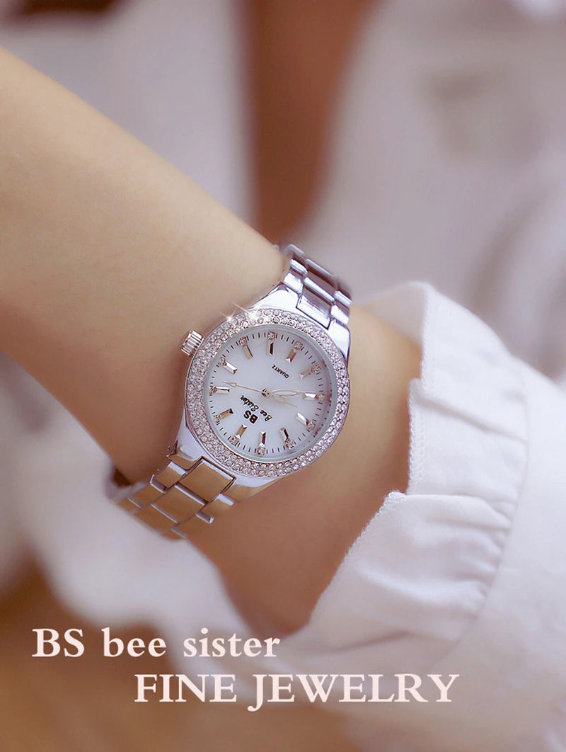 Women Wrist Watches For Ladies Dress Gold Watch Crystal Diamond Women Watches Stainless Steel Silver Clock Montre Femme