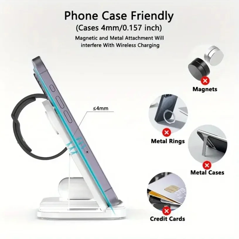 15W 3 in 1 Wireless Charger Fold Phone Chargers Desktop Charging Dock For iPhone 16-12 Pro iWatch 10~2 SE AirPods 4/3 Pro 2/1
