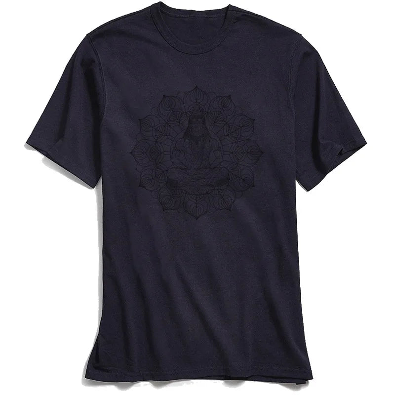 Men T Shirts Latest O-Neck SHIVA MANDALA T-shirt Mens 100% Cotton Tees Male Tops TShirt Casual Short Summer TShirts Top Quality