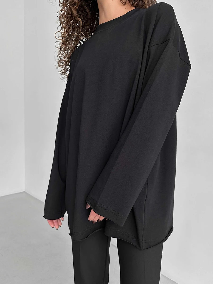Bornladies Women Autumn 100% Cotton T-shirt Bottoming Spring Basic Fashionable Solid Lady Long Sleeve Loose Tops Shirts