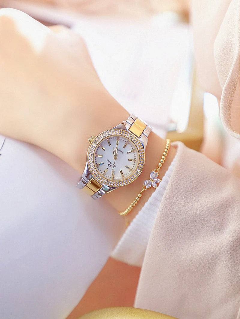 Women Wrist Watches For Ladies Dress Gold Watch Crystal Diamond Women Watches Stainless Steel Silver Clock Montre Femme