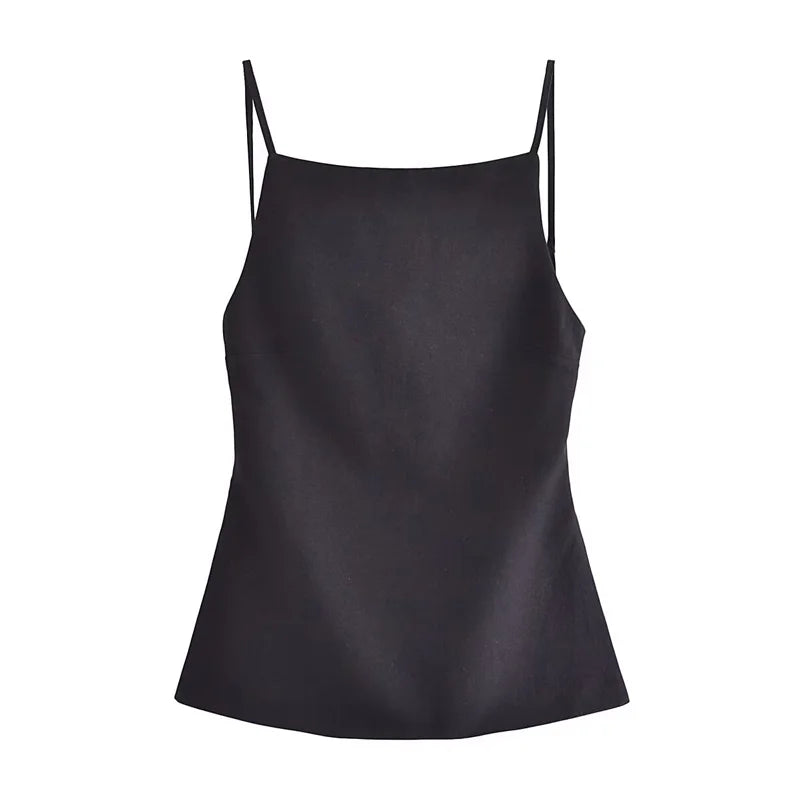 HXAO Women Top 2024 Lace Up Backless Camisole Top Women Cheap clothes Sexy Fashion Tanks & Camis Crop top Women White Black top