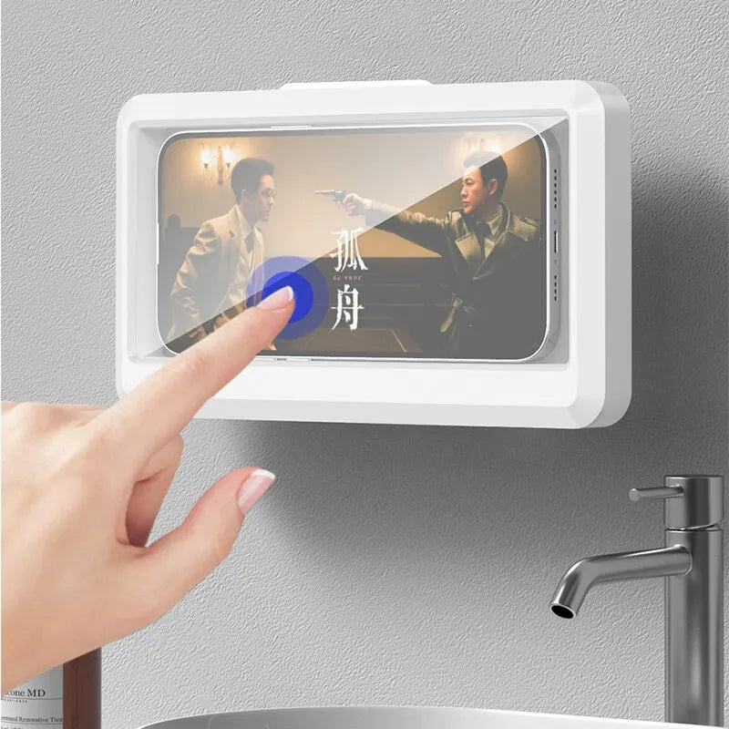 Bathroom Phone Holder Waterproof Touchable Case Wall Mounted All Covered Mobile Phone Shelves for Shower Bath Sealing Storage