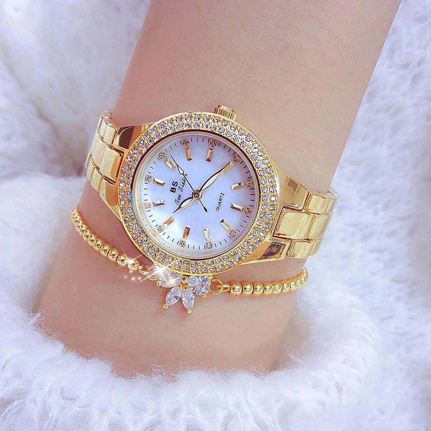 Luxury Elegant Quartz Watches Women High Quality Diamond Dial Ladies Watch Fashion Stainless Steel Bracelet Women's Wristwatch