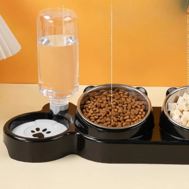 Functional  Double Pet Bowls Neck Protection for Cats Dogs Non-Tip Design for Feeding, Elevate Your Pet's Meal Time